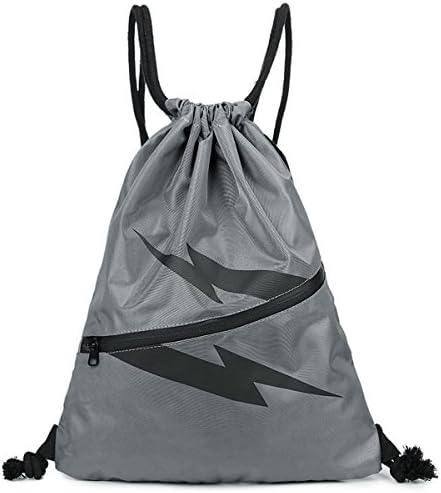 Drawstring Backpack Sports Gym Bag Drawstring String Rope Sackpack (GREY BAG)