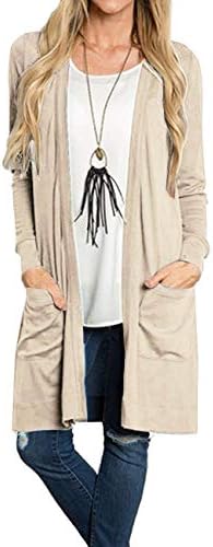 Tribear Women's Long Sleeve Open Front Loose Causal Lightweight Kimono Cardigan