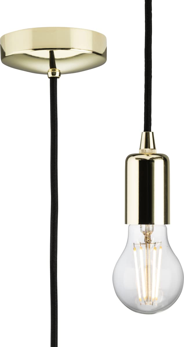 Knightsbridge 1.8m E27 Contemporary Pendant Set - Polished Brass