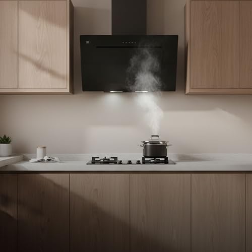 AVERA Campana para cocina de pared 90 cm, Diseño tipo pantalla, 3 velocidades, Filtros de malla metálicosy carbón activado, Acero inoxidable y vidrio templado, Control WIFI y panel digital | CEV90C
