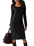 Dearlove Women's Long Sleeve Crew Neck Slim Knit Sweater Bodycon Midi Dress