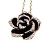 Scheppend Gold Plated Rose Flower Black Paint Rhinestone Crystal Pendant Necklace (Rose Gold)