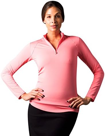 SanSoleil Womens SolTek ICE UV 50 Zip Mock Flamingo