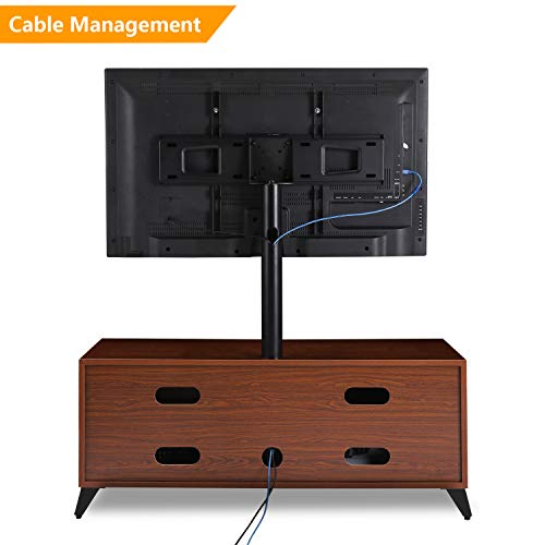 5Rcom Universal Floor Wood TV Stand Console with Swivel Mount for 32 37 42 47 50 55 60 65 inch LCD LED OLED QLED Flat Panel and Curved Screen TVs Height Adjustable Storage Shelf for Media,Walnut - Thumbnail 7