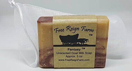 Unscented Goats Milk Soap Bar and Mesh Bag - Soothing for Hands Face and Body - All Family Members - Mesh Bag for Shower
