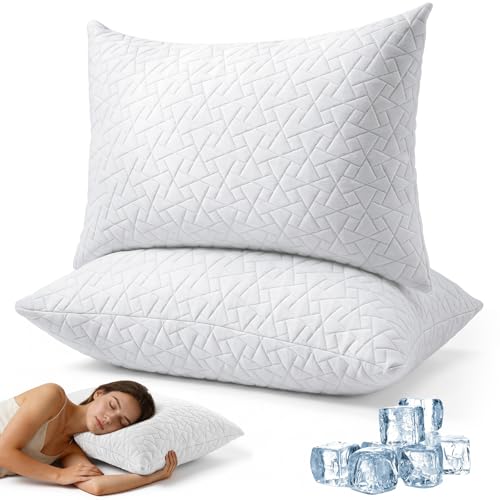 Memory Foam Pillow 51x76cm (Set of 2) - Height Adjustable Bed Pillows for Perfect Support, Whatever Your Sleep Position - Soft, Removable and Washable Pillow Case