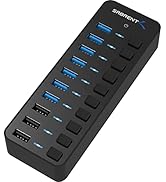 Sabrent USB Hub 60W 7-Port USB 3.0 Hub + 3 intelligente Ladeanschlüsse mit individuellen Netzscha...