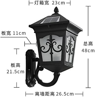 GGSSYY Solar/Outdoor/Waterproof/Wall Lamp/Outdoor/Corridor/Wall Lamp/Balcony/Pillar,9 Inch Black Solar Power Dual-Use