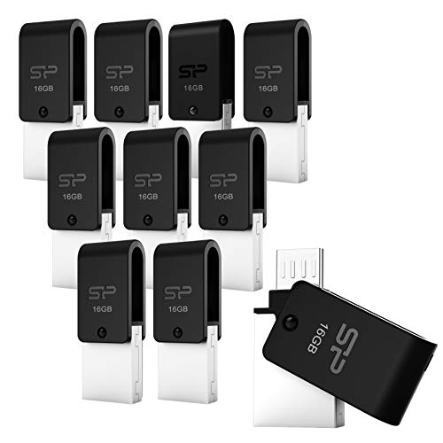 Silicon Power 16GB 10-Pack Dual USB Flash Drive for Android Phones and Tablets, Mobile X21
