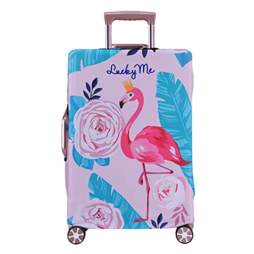 LEAFOREST Spandex Elastic Water Resistant Protective Travel Suitcase Cover Fits 22-26 Inch Flamingo M