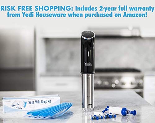 Yedi Total Package Sous Vide Cooker, Max Deluxe Accessory Kit, Recipes, 1000 Watts, Stainless Steel