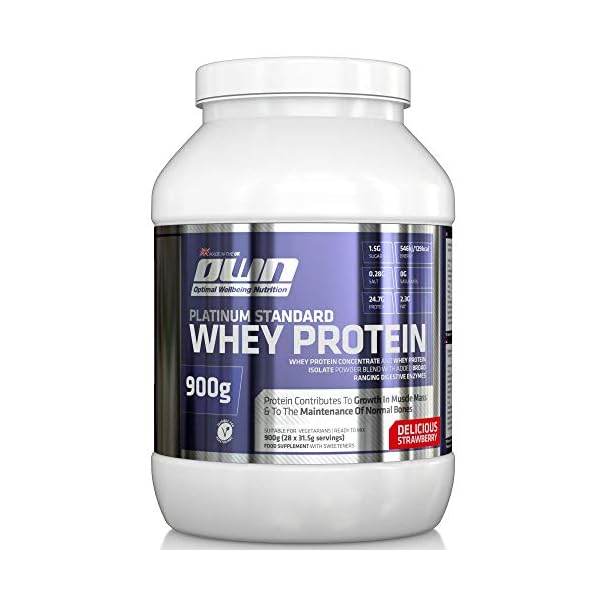 OWN-Platinum-Standard-Whey-Protein-Muscle-Building-Supplement-with-Glutamine-and-Amino-Acids-Strawberry-Flavour-900g OWN - Platinum Standard Whey Protein Muscle Building Supplement with Glutamine and Amino Acids, Strawberry Flavour, 900g