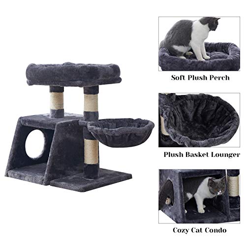 IBUYKE Small Cat Tree Tower Play Furniture with Sisal Scratching Posts