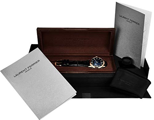 Laurent-Ferrier-Galet-Traveller-Mens-18K-Rose-Gold-Automatic-Dual-Time-Zone-Watch-41mm-Black-Enamel-Face-with-World-Map-Date-and-24-Hour-2nd-Time-Zone-Black-Leather-Band-Swiss-Made-Luxury-Watch