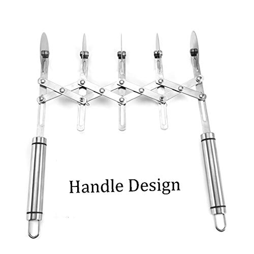 5 Wheel Pastry Cutter with Handle, Wosoova Stainless Steel Expandable Dough Divider Pizza Slicer Knife, Multi-Wheel Baking Cutter Roller for Brownies, Cookies, Cake, Pasta Dough (Handle Design)