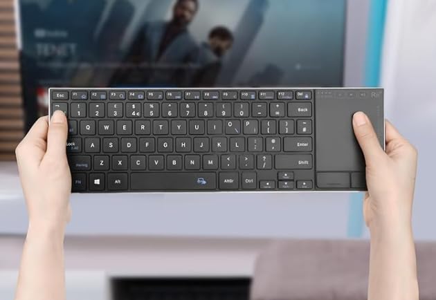 Rii Wireless Keyboard with Trackpad,Dual Mode Bluetooth Keyboard&Wireless Keyboard with Touchpad,Rechargeable Stainless Steel Ultra Slim (BT+2.4G)[Arabic layout]