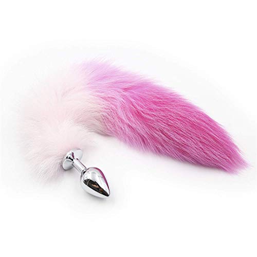 New BFIOE TShirt Sèx Toy Charming Fox Tail 10 Speed Ví-bratór Metal Anál Plùg Sèx Toys for Men Woman Vibrating Búllět Būtt Plùg Érocti Products,Pink Tail