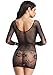 Amoretu Womens Straps Lingerie Fishnet Chemise Cut Out Mini Dress (Black-1201)