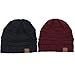 Trendy Warm Chunky Soft Stretch Cable Knit Slouchy Beanie Skully HAT20A (One Size, Gift Set- Navy/Burgundy)