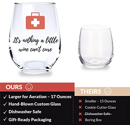 Nurse Wine Glass, Cute Wine Glasses, Funny Wine Glasses for Women or Men, Fun Stemless Wine Glass, Unique Wine Glasses, Cute Drinking Glasses, Best Friends Wine Glass with Sayings, Wine Gift
