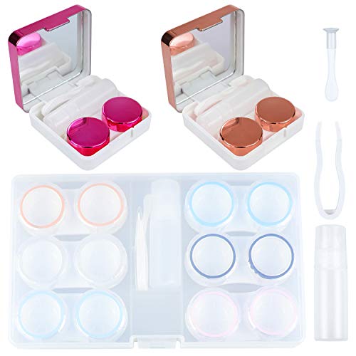 Meetory 8 Pack Contact Lens Travel Case, 2 Styles Portable Contact Lens Kit with Bottle, Tweezers, Container Holder for Travel & Home - FDA Approved - Thumbnail 4