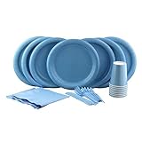 Light Blue Party Set! Includes Light Blue Dinner Plates, Cutlery, Napkins and Cups