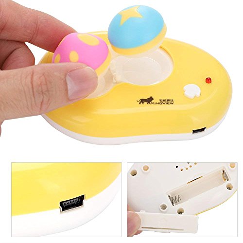 Automatic Contact Lens Washer Cleaner Case Contact Lens Container Cute Mashroom, USB Charge(Yellow)