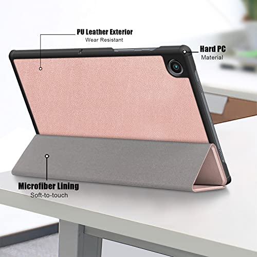 Dlahaby Case for Samsung Galaxy Tab A8 10.5 2021, Flip Smart Cover in PU Leather with Stand Case for Samsung Galaxy Tab A8 SM-X200 X205 X207 10.5 Inch Table,Rose Gold