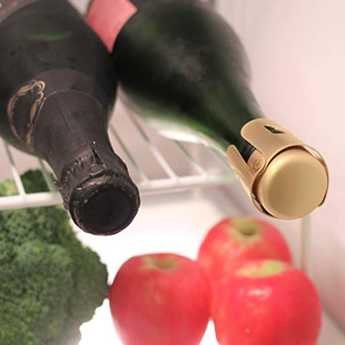 Gold Champagne Stopper (3 Pkg), Designed in France, Bottle Sealer for Cava, Prosecco, Sparkling Wine, Gold Plated, No Sharp Edge, Simple Design, No Leaks, No Spills, Passed 13 lbs Pressure Test