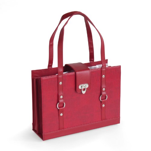 Texture Faux Leather File Organizer Tote - Burgundy Red Color
