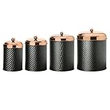 Amici Home Collection, 7CDI030AS4R, Ashby Copper Metal Storage Canister, Assorted Set of 4 Sizes, Black/Gold