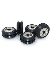 biqu double v tipo plástico pasivo Ronda Rueda con rodamiento Gear para Impresora 3d de rodillo tensor (Pack de 5 unidades)