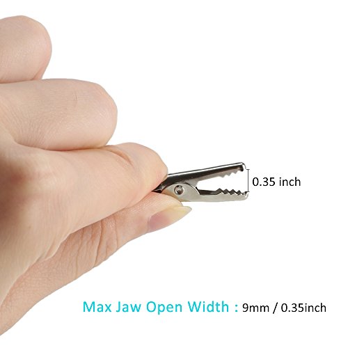 ManYee 120pcs 35 mm Silver Tone Alligator Clips Crocodile Clamps for Battery Test Clip Cable Lead Place Card Holder