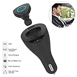 Bluetooth Headphones for Car ,5V 2.1A USB Car Charger, 2 in 1 Mini Wireless Bluetooth Hands-free Headsets with Microphone