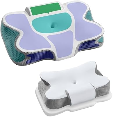 Almohada Ergonómica, Altura Ajustable, Cojín de Espuma Viscoelástica, para Quienes Duermen de Lado, Boca Arriba y Boca Abajo, Tacto Fresco, Blanco Nube y Gris Paloma TBP051G201