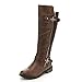 Forever Link Women's MANGO-21 Quilted Zipper Accent Riding Boots, Brown, 8.5