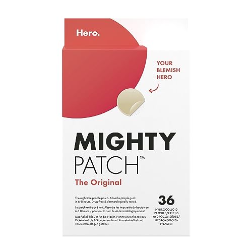 Mighty Patch Original Spot Patches by Hero Cosmetics, Day & Night Time Acne Treatment, Clear Spot Remover Hydrocolloid Patches, Anti Acne Dots, Spot Treatment Pimple Stickers - 36 Patches