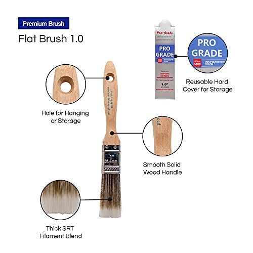 12PK 1 inch Flat Brush Premium Wall / Trim House Paint Brush Set Great