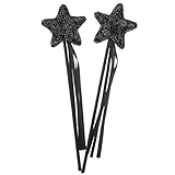 Bilipala Black Star Magic Wands Fairy Princess Wand Masquerade Wand for Kids Birthday Baby Shower Party Supplies, 2 Counting