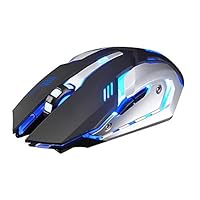 opOpb213IL Wireless Gaming Mouse Rechargeable,Ergonomic Mouse X7 2.4GHz Silent Optical Gamer Gaming USB Mice, 7 Colors LED Backlit, Up to 1200DPI，6 Buttons for PC，Computer, Laptop Black