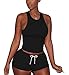 Womens Activewear Sports Sleeveless Tank Top+Shorts 2 Piece Outfits Set Tracksuits