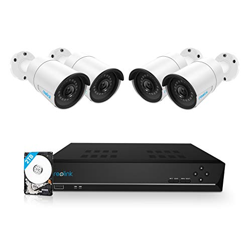 REOLINK 8CH 5MP Home Security Camera System, 4pcs Wired 5MP Outdoor PoE IP Cameras, 4K 8CH NVR with 2TB HDD for 24-7…