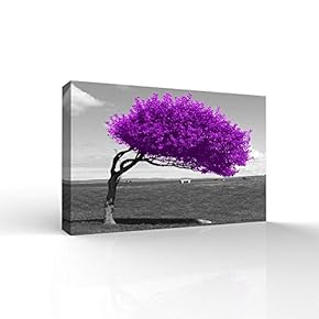 Wall26-Canvas Wall Art-Black and Purple Tree-Giclee Painting Wall Bedroom Living House Decoration Home Art - 12x18 inches
