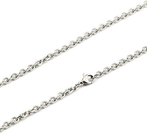 QY Jewelry 3.5MM Diamond Cut Rolo Link Chain - Stainless Steel Necklace For Men &amp; Women - Strong Lobster Claw Clasp, 22-24 inches (22)
