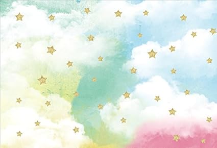 Yeele 5x4ft Golden Stars Backdrop Soft Pastel Watercolor Pictures Party Banner Photography Background Newborn Girl Boy Baby Portrait Photo Shoot Vinyl