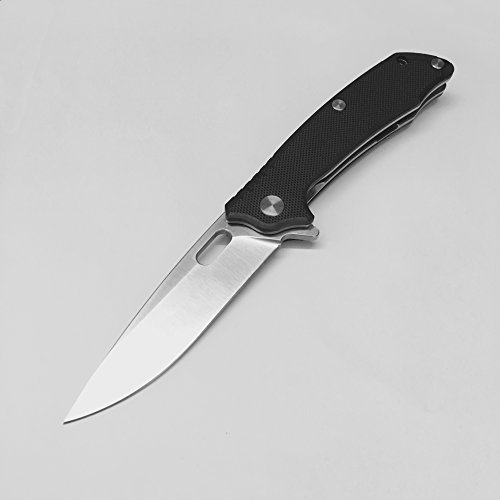 albatross FK005 Classic Black Sharp Pocket Folding Knife With Liner Lock,Ball Bearing System, D2 Tool Steel Blade, G10 Handle
