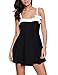 GRAPENT Women's Black Plus Size Colorblock Bow Bandeau Swimdress One Piece Swimsuit Size XXL(US 18-20)