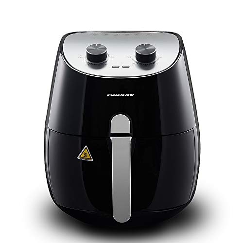 Click Here to See More Images HODIAX Deep Fryer, Electric Rapid Hot Air Technology Fryer, Healthy Smokeless Oilless Cooker, Non Stick Fry Basket, Easy to Clean, with Adjustable Dial Temperature Timer Control, 4L 3.8QT Capacity