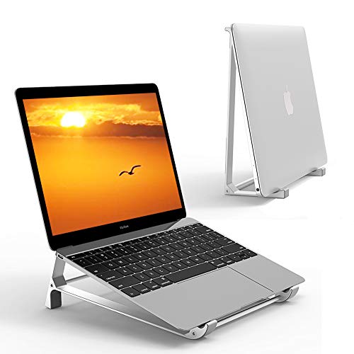 Supmega Laptop Stand for Desk, 2 in 1 Design Aluminum Vertical Stand Holder Compatible with MacBook Air Pro, Surface, Dell XPS and Other 10-17 inch Laptop Computer