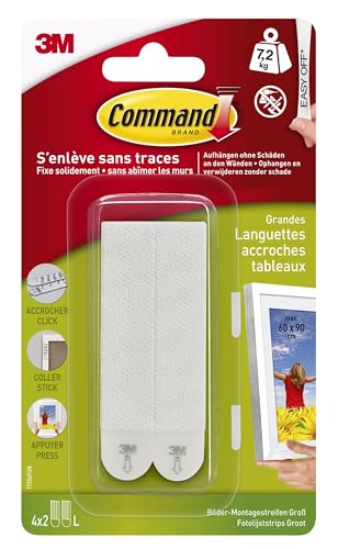 Command Tabs for Tables Medium Model, 8 x 2 Tabs, 5.4 kg, White – Damage-Free Attachment